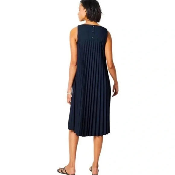 NWT J. Jill navy pleated back sleeveless dress sz xs - Picture 3 of 13